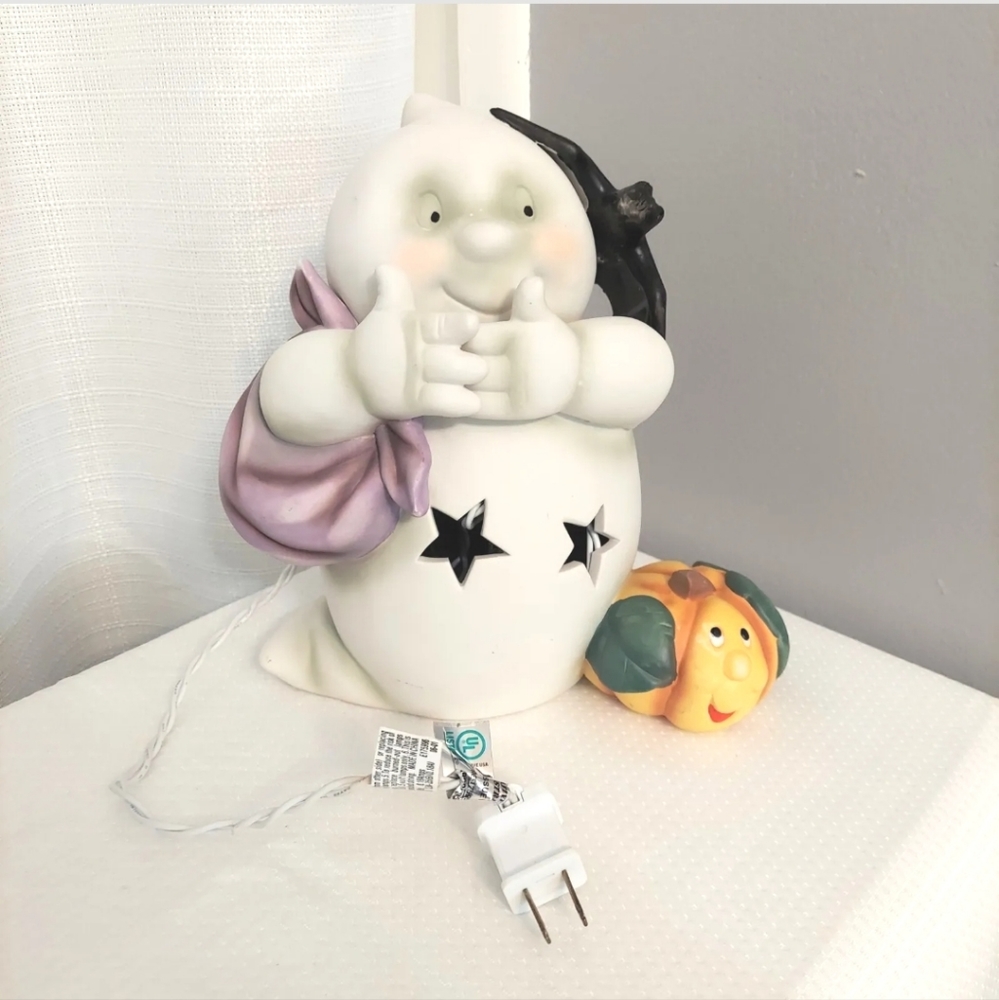 Vtg Halloween Ghost Light Bat Pumpkin Blanket Holiday Accent Light Electic